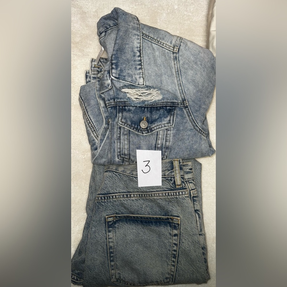 Free People Blue Jean Jacket & Pant SET